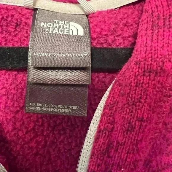 The North Face Pink  Hooded 1/2 Zip Soft Fleece Pullover Jacket size medium - Picture 5 of 6